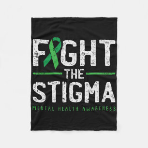 Fight The Stigma Mental Health Awareness Green Rib Fleece Blanket