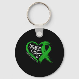 Fight The Stigma Mental Health Awareness Green Rib Key Ring