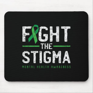 Fight The Stigma Mental Health Awareness Green Rib Mouse Pad