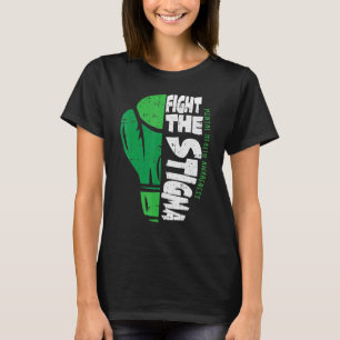 Fight The Stigma Mental Health Awareness Green Rib T-Shirt