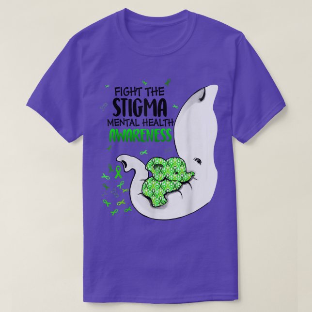 Fight The Stigma Mental Health Awareness Green Rib T-Shirt (Design Front)