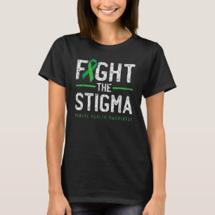Fight The Stigma Mental Health Awareness Green Rib T-Shirt