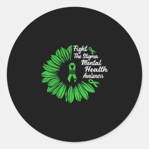 Fight the stigma _ mental health awareness month classic round sticker