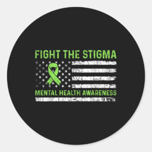 Fight The Stigma Mental Health Awareness Retro Ame Classic Round Sticker