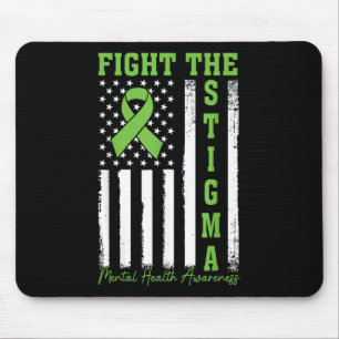 Fight The Stigma Mental Health Awareness Usa Flag Mouse Pad