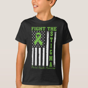 Fight The Stigma Mental Health Awareness Usa Flag T-Shirt