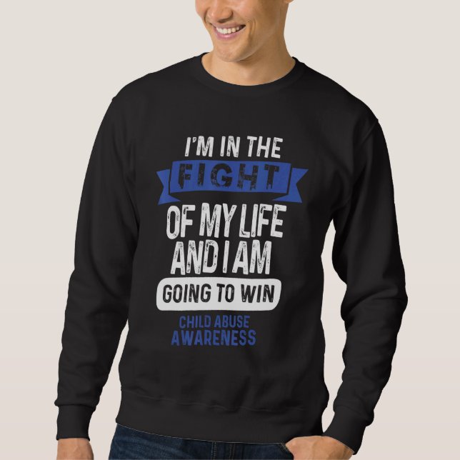 Fight to Win Child Abuse Awareness Supporter Ribbo Sweatshirt (Front)