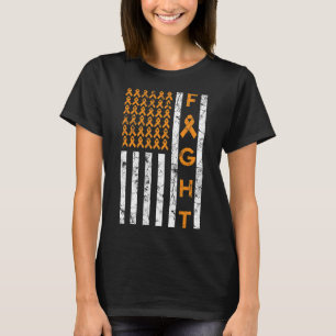 Fight US American Flag Orange Ribbon Leukaemia Awa T-Shirt