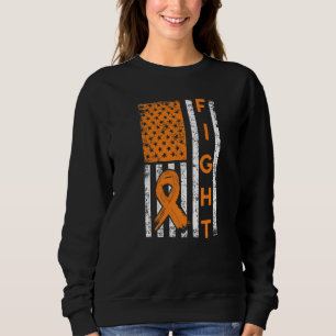 Fight Us American Flag Orange Ribbon Leukemia Awar Sweatshirt
