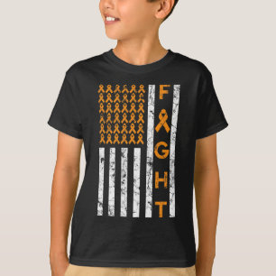 Fight US American Flag Orange Ribbon Leukemia Awar T-Shirt