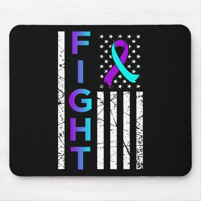 Fight USA Flag Happy Suicide Awareness Support Gra Mouse Pad (Front)