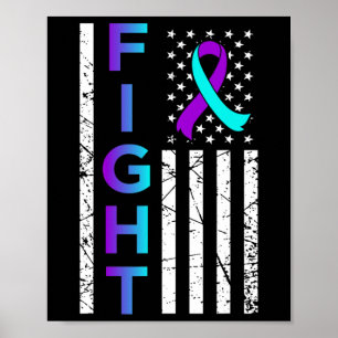 Fight USA Flag Happy Suicide Awareness Support Gra Poster