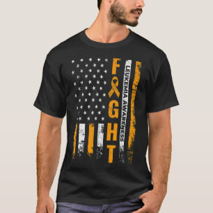 Fight USA Flag Leukaemia Awareness Cancer Survivor T-Shirt