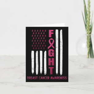 Fight Usa Flag On The Back Breast Cancer Awareness Card