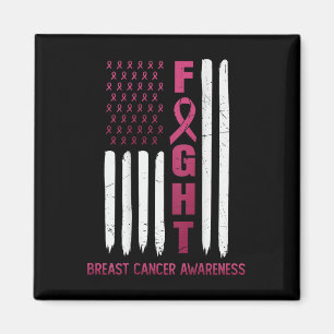 Fight Usa Flag On The Back Breast Cancer Awareness Magnet