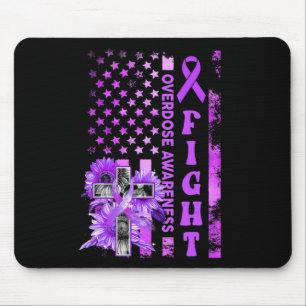 Fight USA Flag Sunflower Christian Overdose Awaren Mouse Pad
