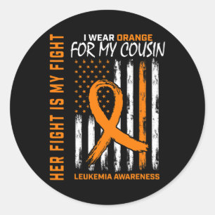 Fight Wear Orange Cousin Leukaemia Cancer Awarenes Classic Round Sticker