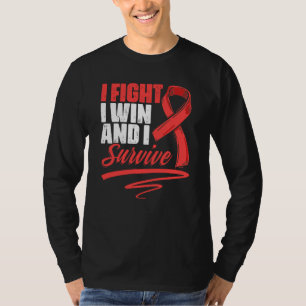 Fight Win Stroke Survivor Red Ribbon Stroke Awaren T-Shirt