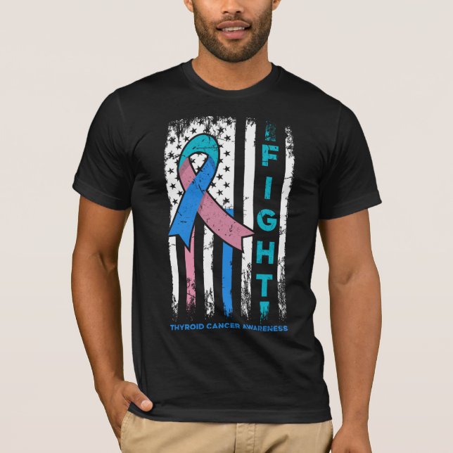 Fight with thyroid cancer awareness with usa flag  T-Shirt (Front)