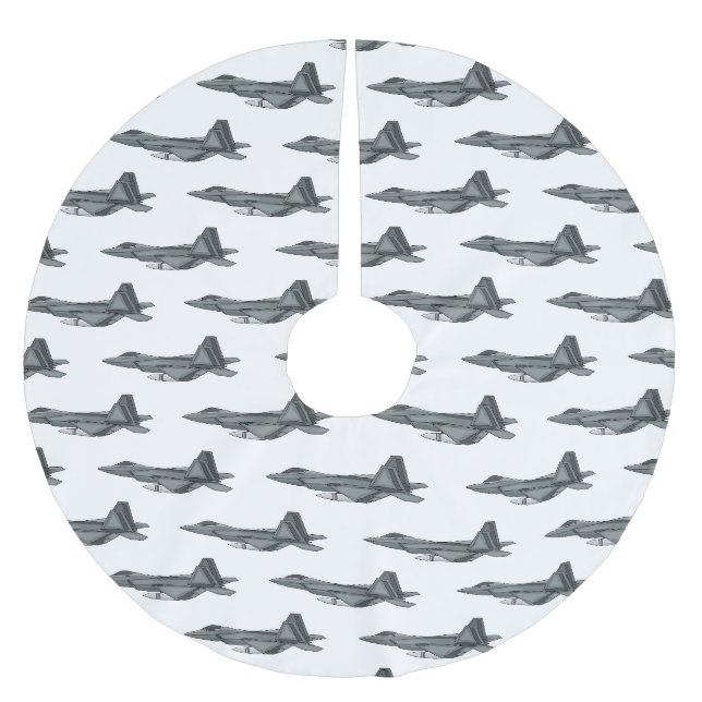 Fighter aircraft cartoon illustration brushed polyester tree skirt (Front)
