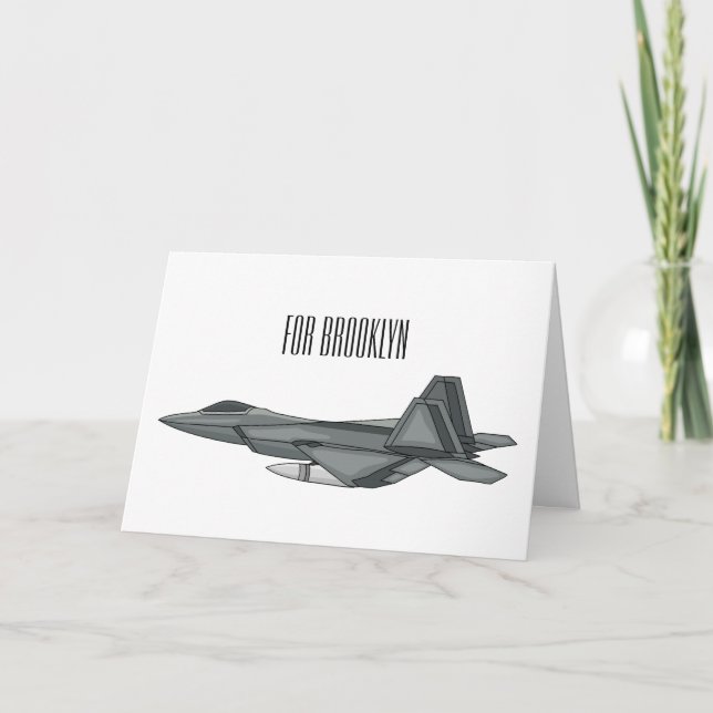 Fighter aircraft cartoon illustration card (Front)