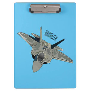 Fighter aircraft cartoon illustration clipboard