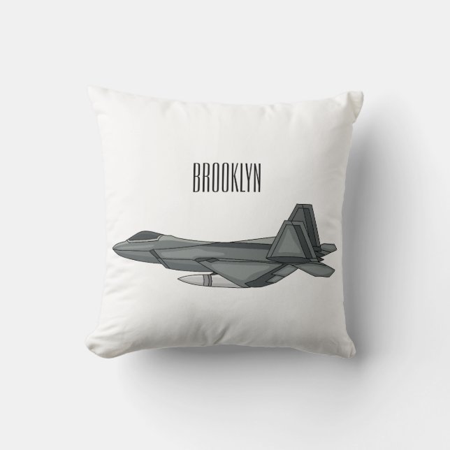 Fighter aircraft cartoon illustration cushion (Front)