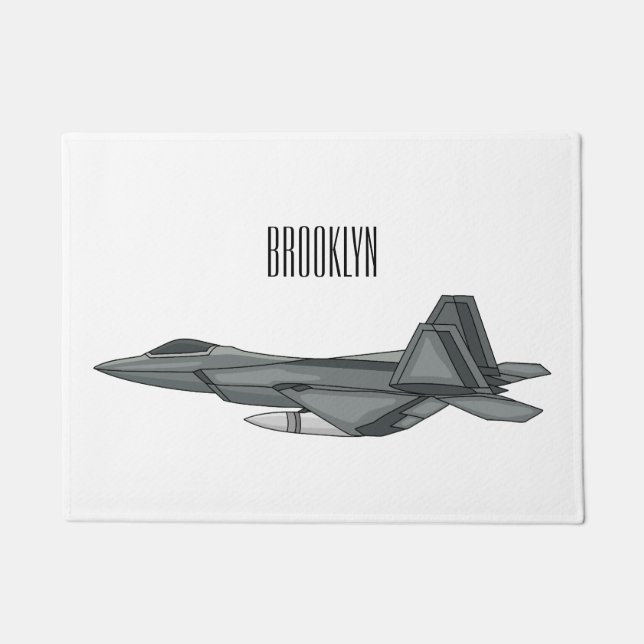 Fighter aircraft cartoon illustration doormat (Front)