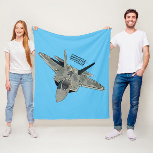 Fighter aircraft cartoon illustration fleece blanket
