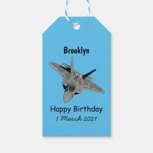 Fighter aircraft cartoon illustration gift tags