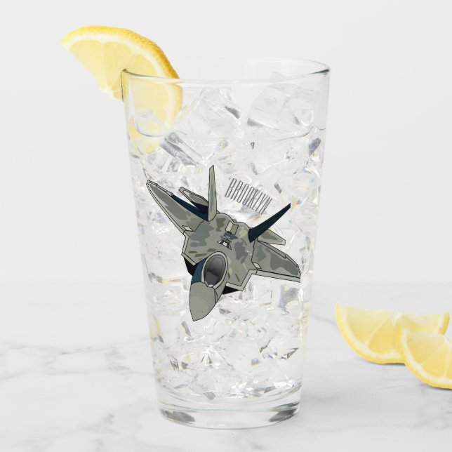 Fighter aircraft cartoon illustration glass (Front Ice)