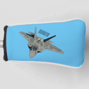 Fighter aircraft cartoon illustration golf head cover
