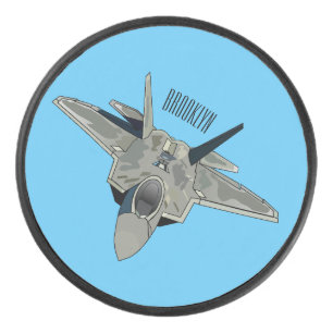 Fighter aircraft cartoon illustration hockey puck