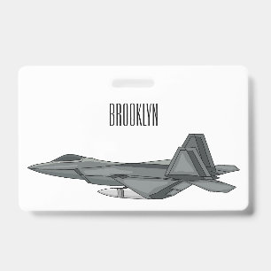 Fighter aircraft cartoon illustration ID badge