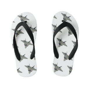 Fighter aircraft cartoon illustration kid's jandals