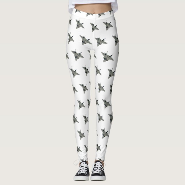 Fighter aircraft cartoon illustration leggings (Front)