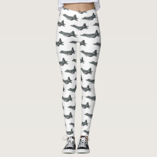 Fighter aircraft cartoon illustration leggings