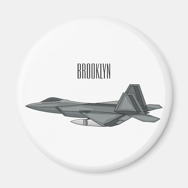 Fighter aircraft cartoon illustration magnet (Front)