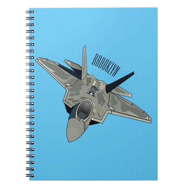 Fighter aircraft cartoon illustration notebook (Front)