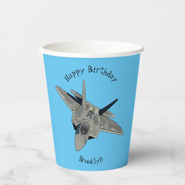 Fighter aircraft cartoon illustration paper cups (Front)