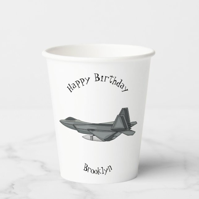 Fighter aircraft cartoon illustration paper cups (Front)