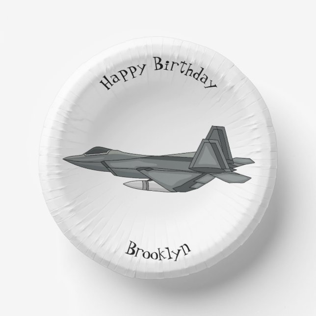 Fighter aircraft cartoon illustration paper plate (Front)