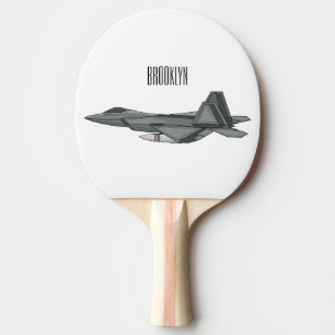 Fighter aircraft cartoon illustration ping pong paddle