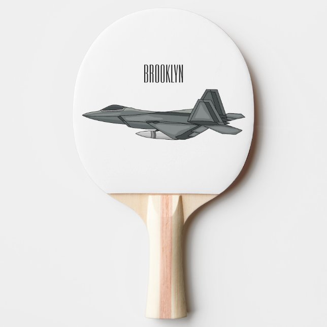 Fighter aircraft cartoon illustration ping pong paddle (Front)