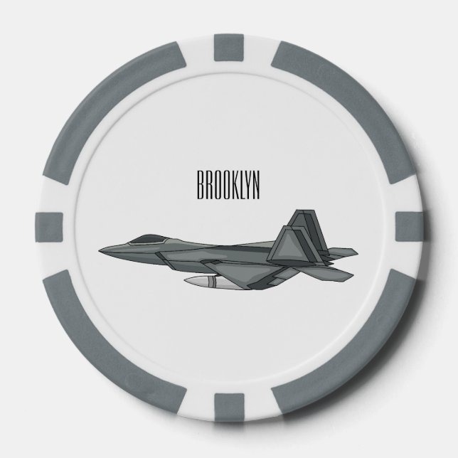 Fighter aircraft cartoon illustration poker chips (Front)