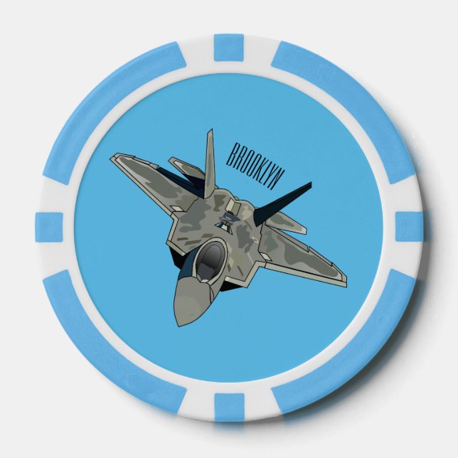 Fighter aircraft cartoon illustration poker chips (Front)