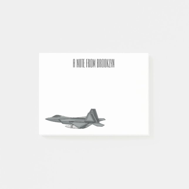 Fighter aircraft cartoon illustration post-it notes (Front)