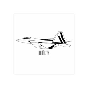 Fighter aircraft cartoon illustration rubber stamp