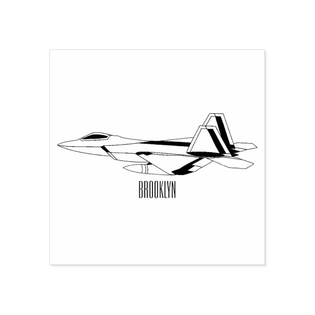 Fighter aircraft cartoon illustration rubber stamp (Imprint)