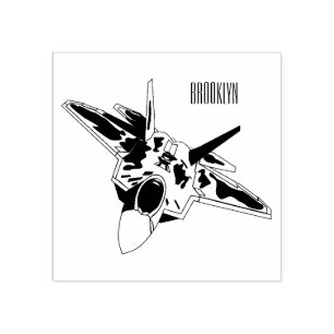 Fighter aircraft cartoon illustration rubber stamp